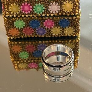 925 Sterling Silver Engraved Cross Fidget Spinner Ring Size 8